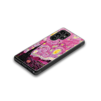 starry night pink back phone cover | glass case for samsung galaxy s25 ultra