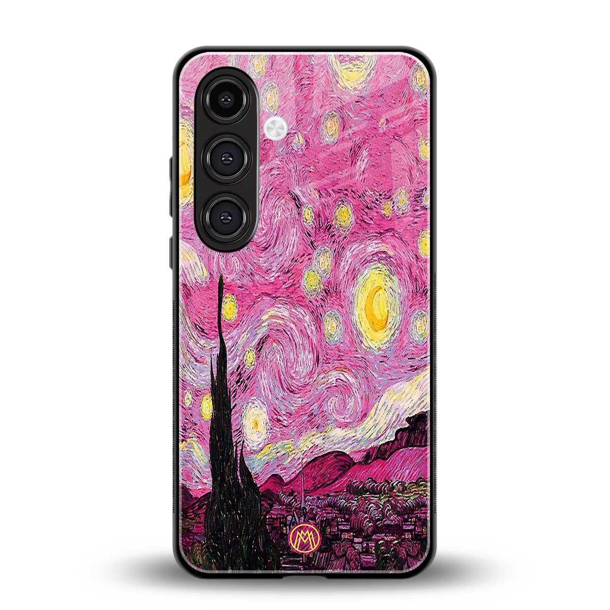 starry night pink back phone cover | glass case for samsung galaxy s24 fe