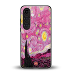 starry night pink back phone cover | glass case for samsung galaxy s25