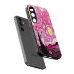 starry night pink back phone cover | glass case for samsung galaxy s24
