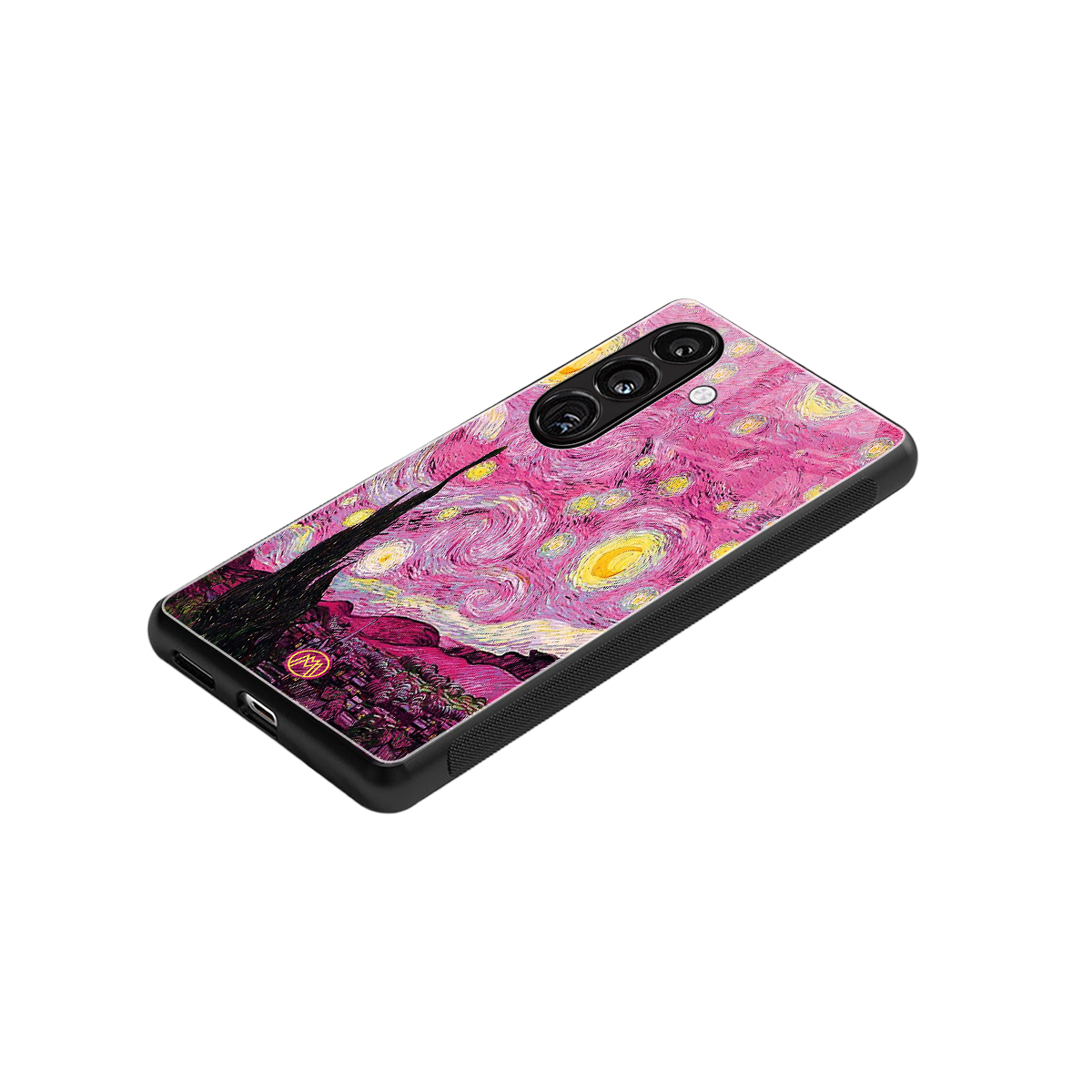starry night pink back phone cover | glass case for samsung galaxy s24 fe