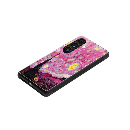 starry night pink back phone cover | glass case for samsung galaxy s23 fe