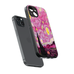 starry night pink back phone cover | glass case for iphone 15