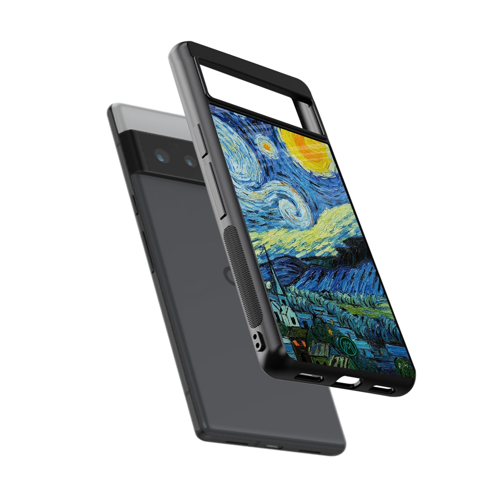 starry night back phone cover | glass case for google pixel 6 pro