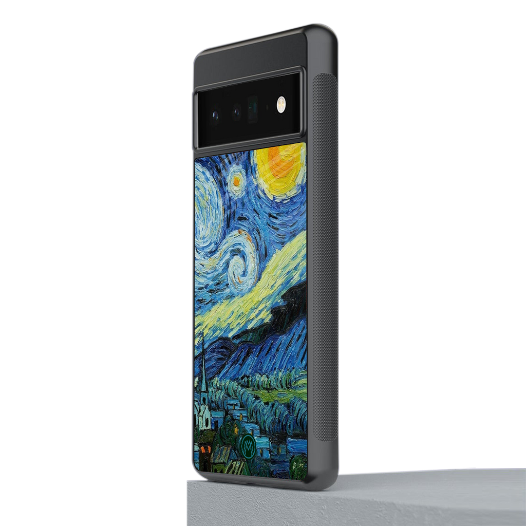starry night back phone cover | glass case for google pixel 6 pro