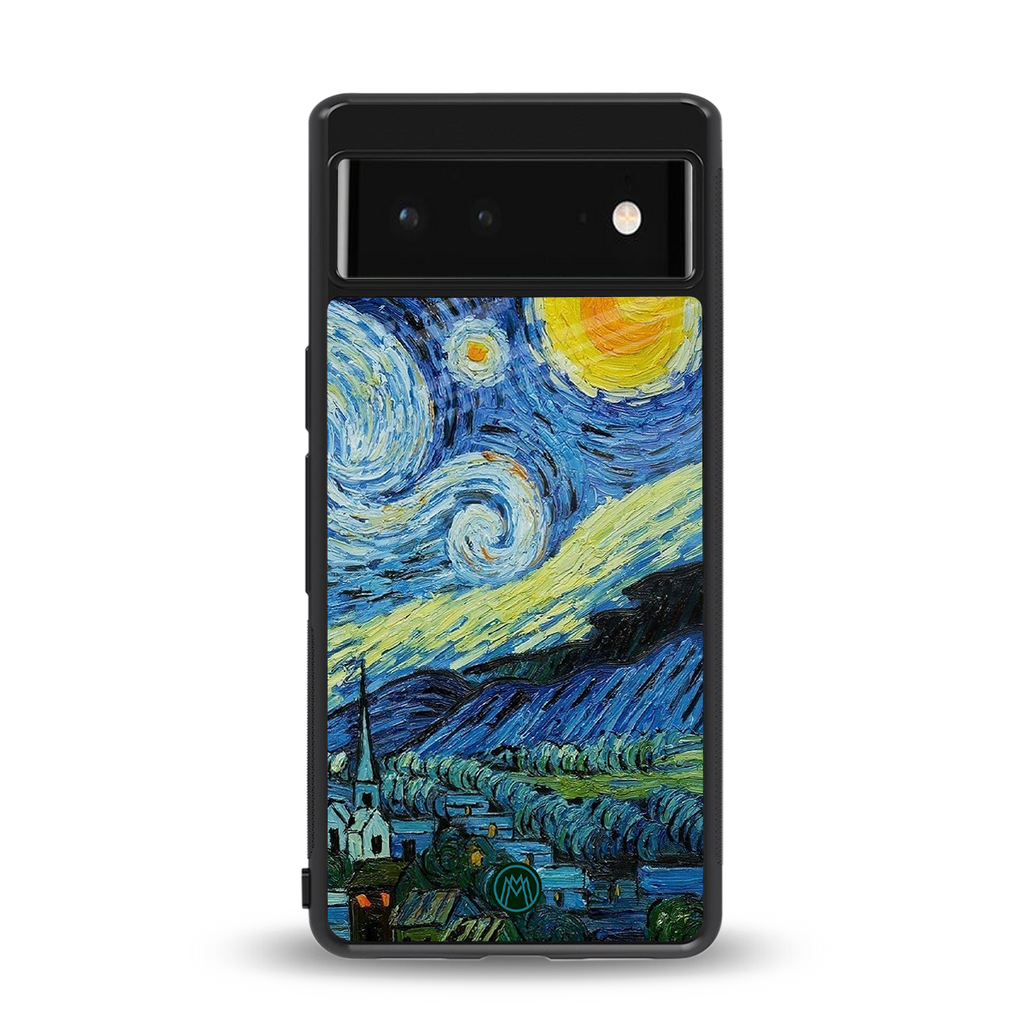 starry night back phone cover | glass case for google pixel 6