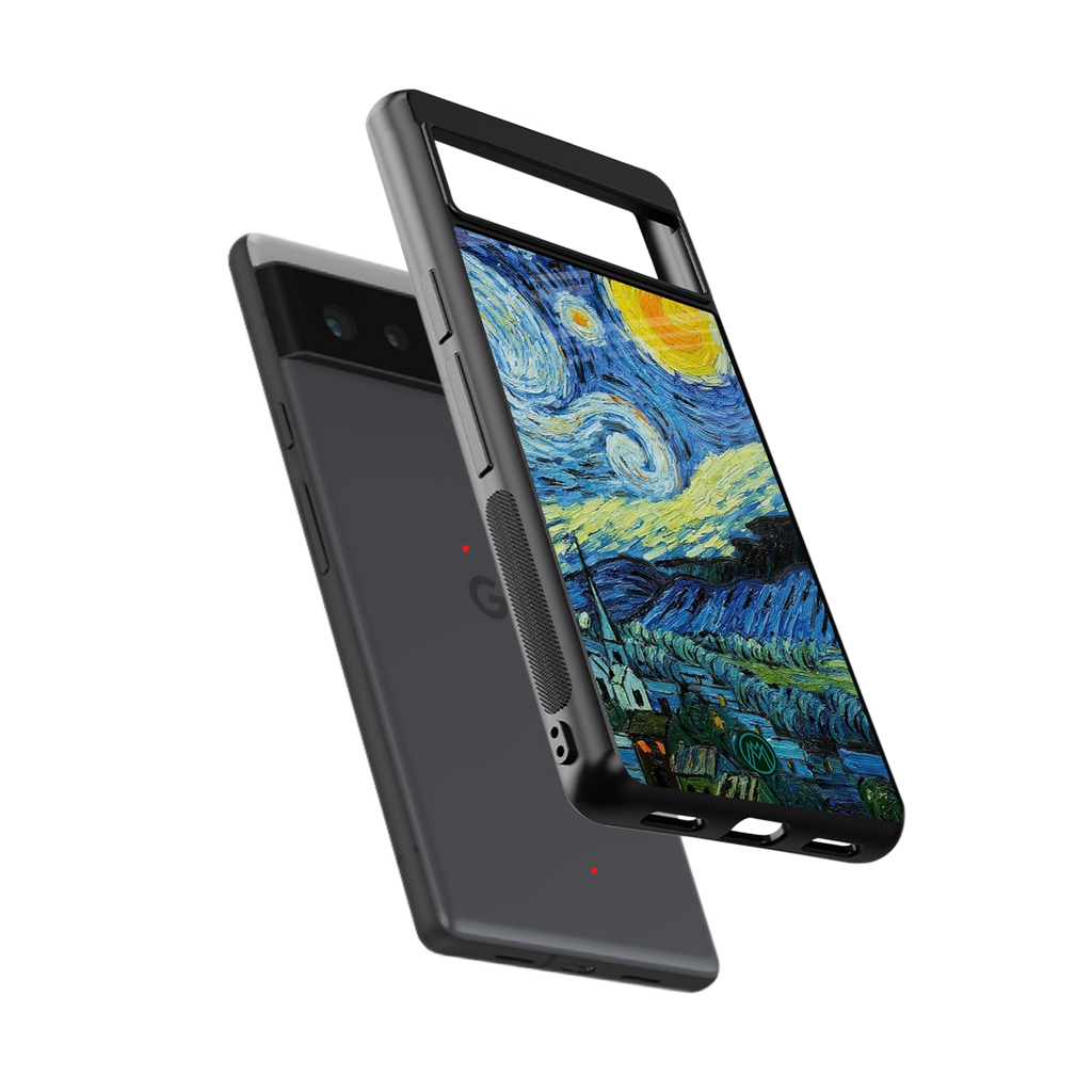 starry night back phone cover | glass case for Google Pixel 6A
