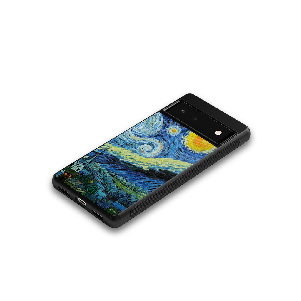 starry night back phone cover | glass case for google pixel 6