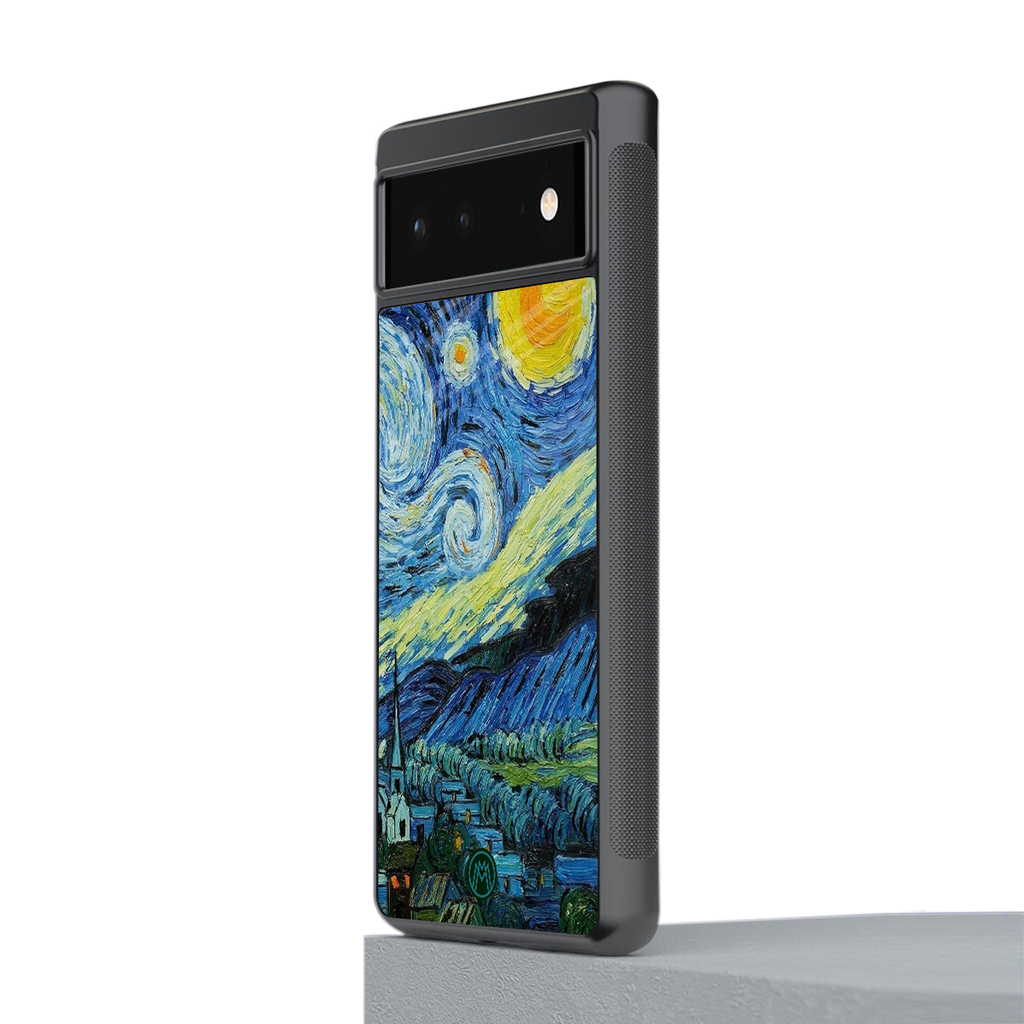 starry night back phone cover | glass case for Google Pixel 6A