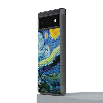 starry night back phone cover | glass case for Google Pixel 6A
