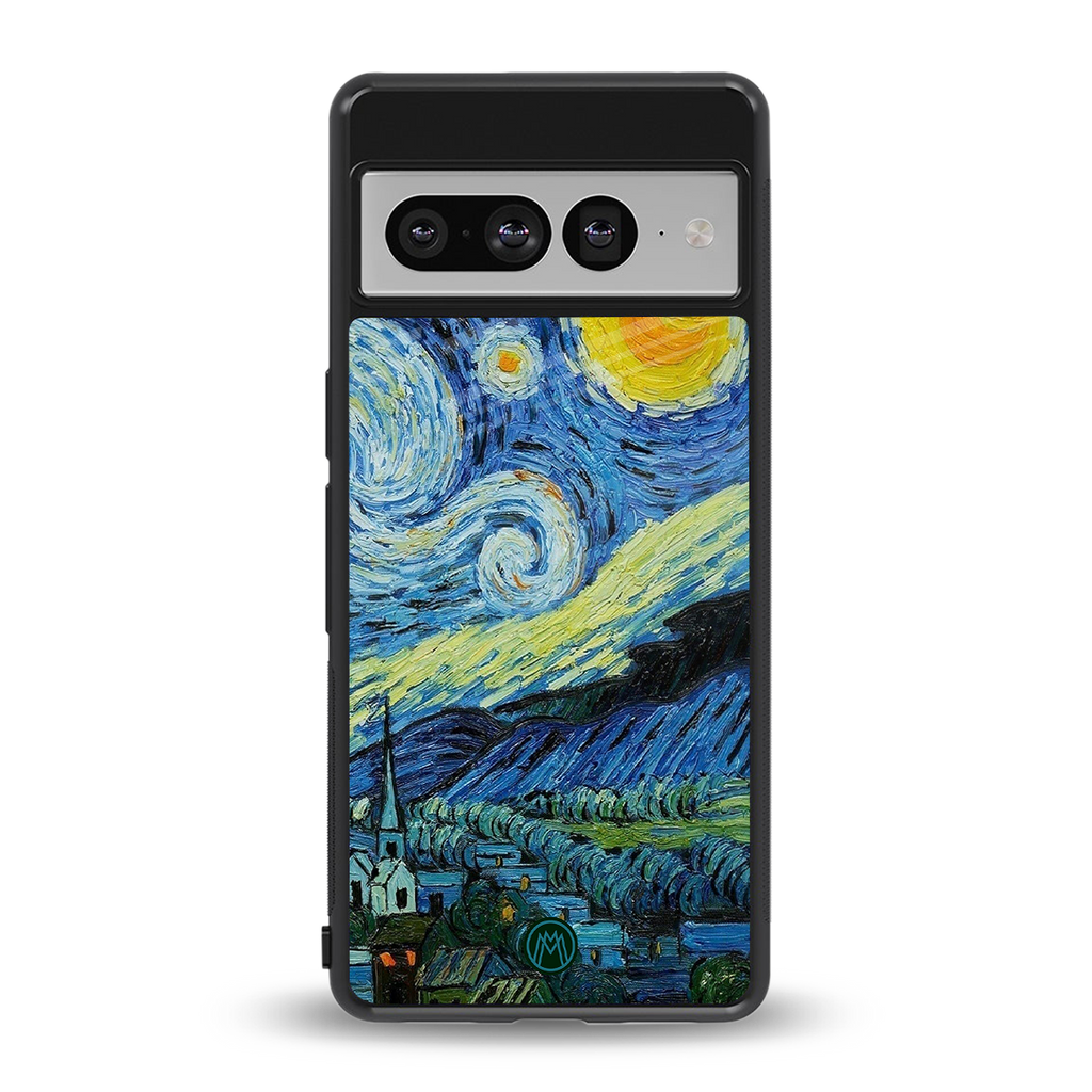starry night back phone cover | glass case for google pixel 7 pro