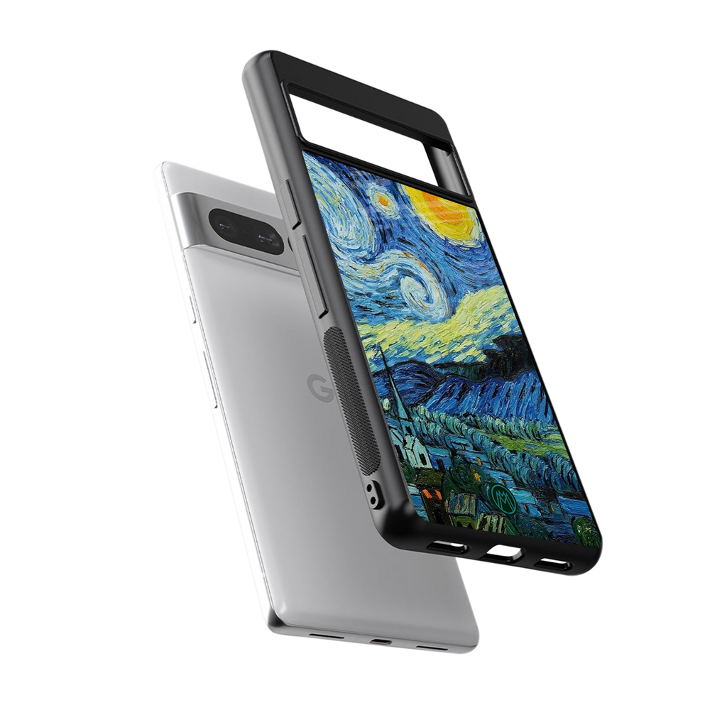 starry night back phone cover | glass case for google pixel 7 pro