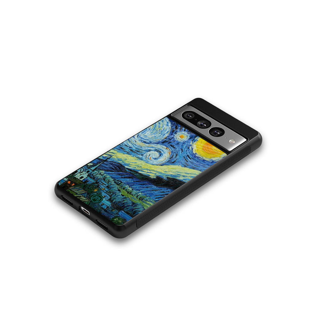 starry night back phone cover | glass case for google pixel 7 pro
