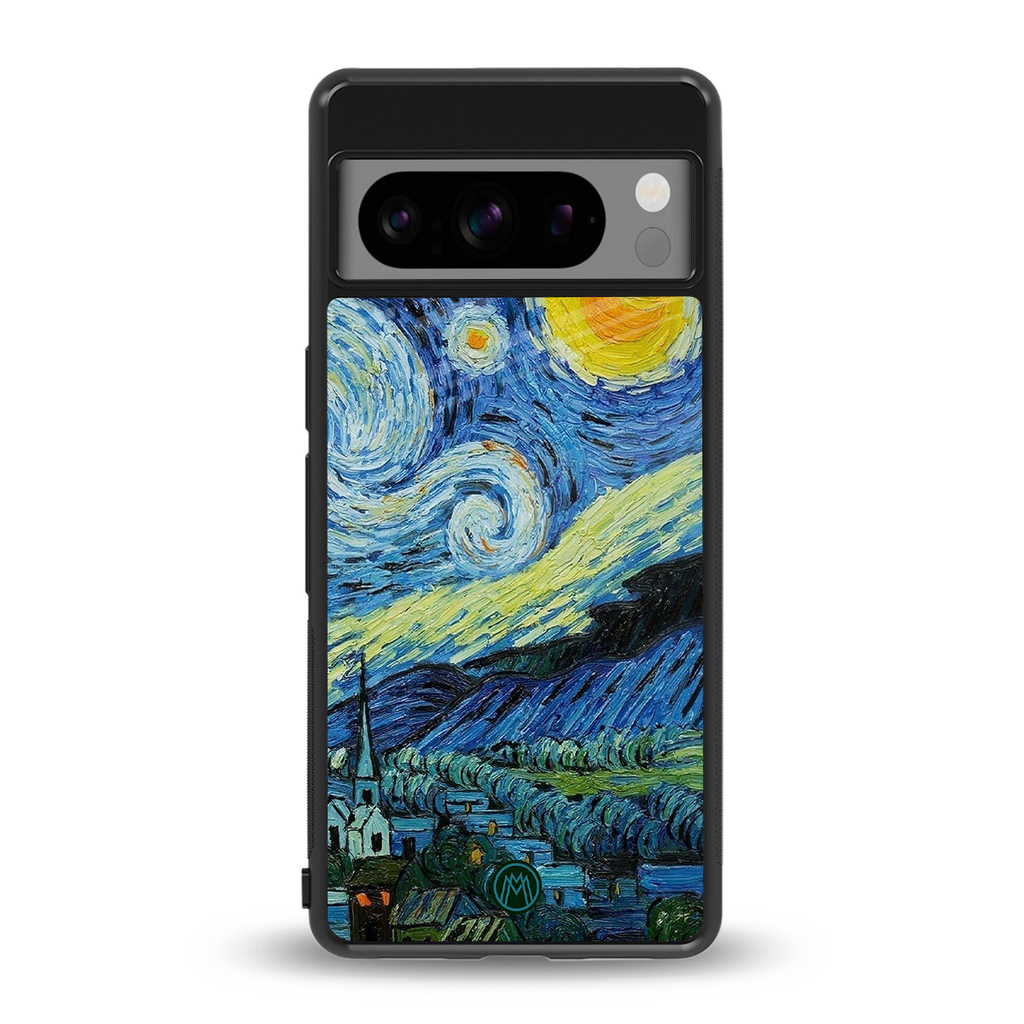 starry night back phone cover | glass case for google pixel 8 pro