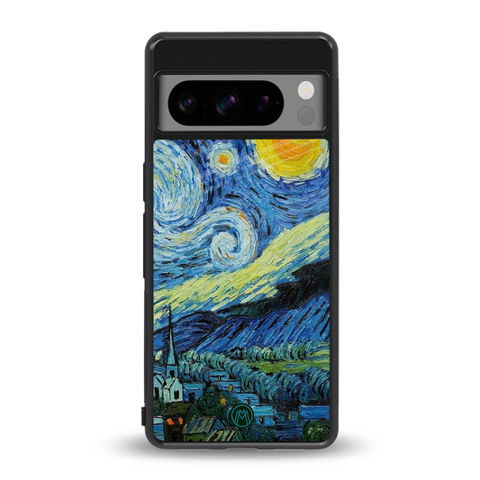 starry night back phone cover | glass case for google pixel 8 pro