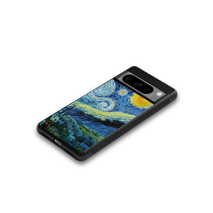 starry night back phone cover | glass case for google pixel 8 pro