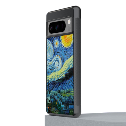 starry night back phone cover | glass case for google pixel 8 pro