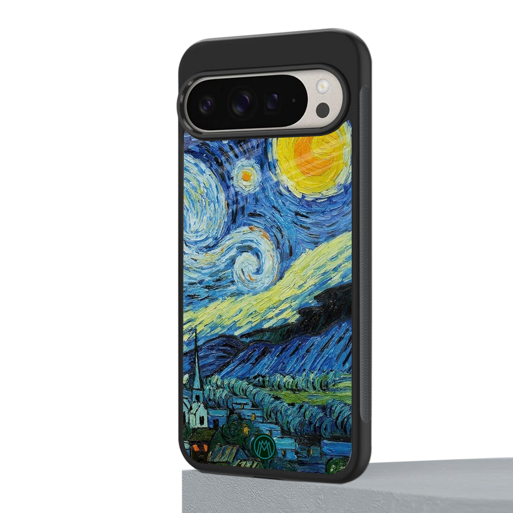 starry night back phone cover | glass case for google pixel 9 pro