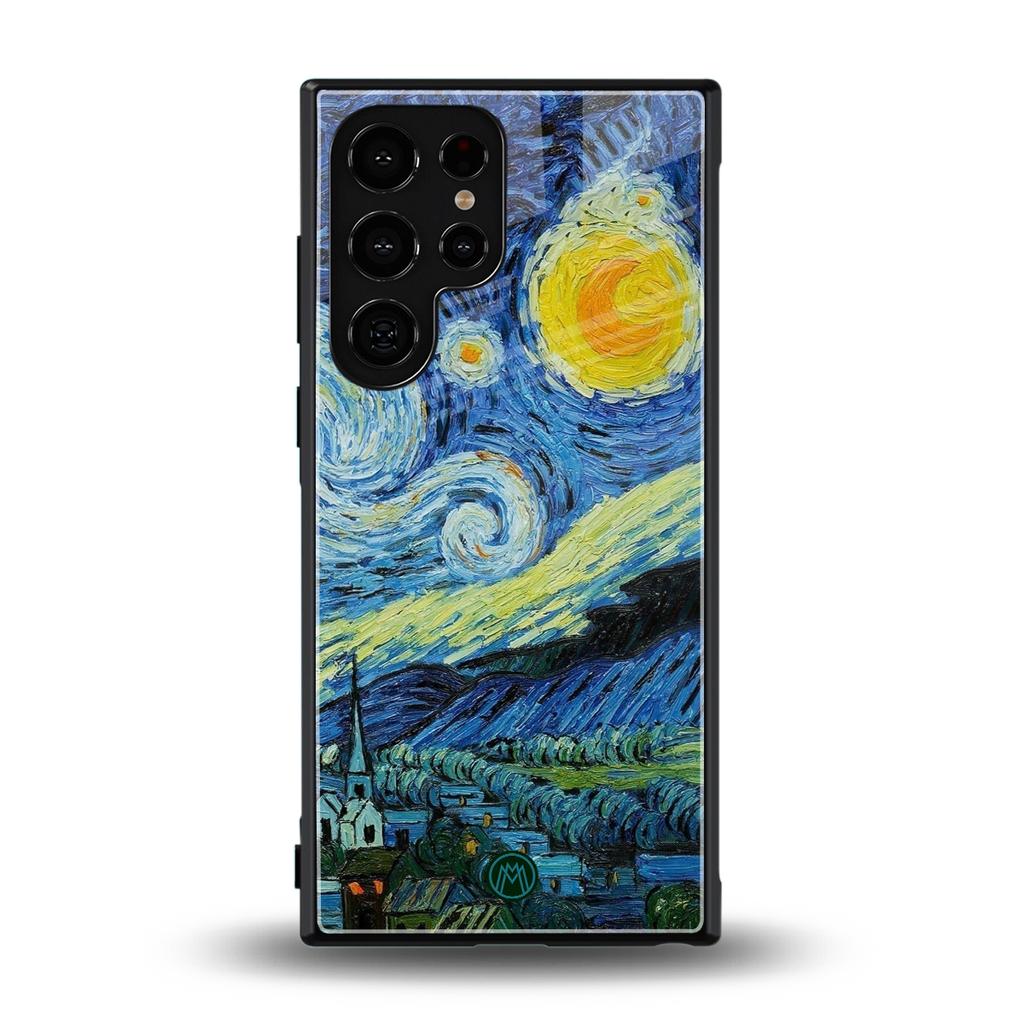 starry night back phone cover | glass case for samsung galaxy s23 ultra