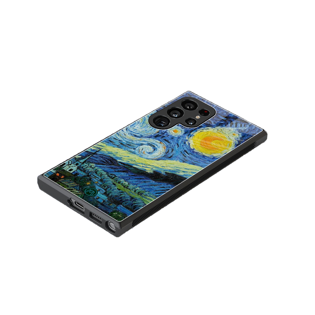 starry night back phone cover | glass case for samsung galaxy s23 ultra