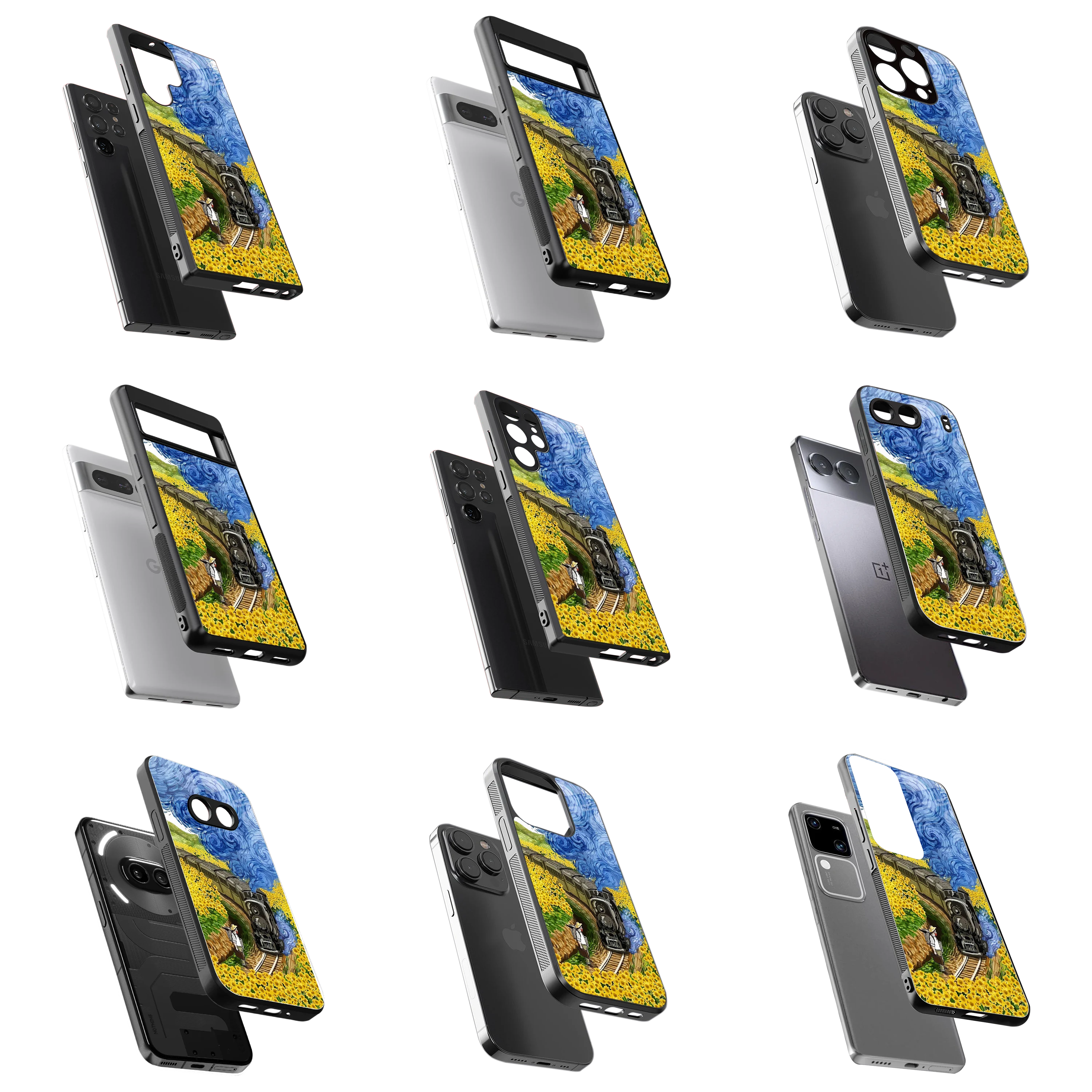 Durable Glass Back Mobile Case for iPhone, Samsung, OnePlus, Google Pixel, Redmi, Vivo, Oppo