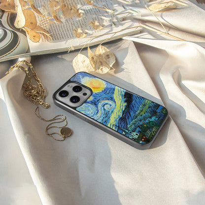 starry night back phone cover | glass case for google pixel 8 pro