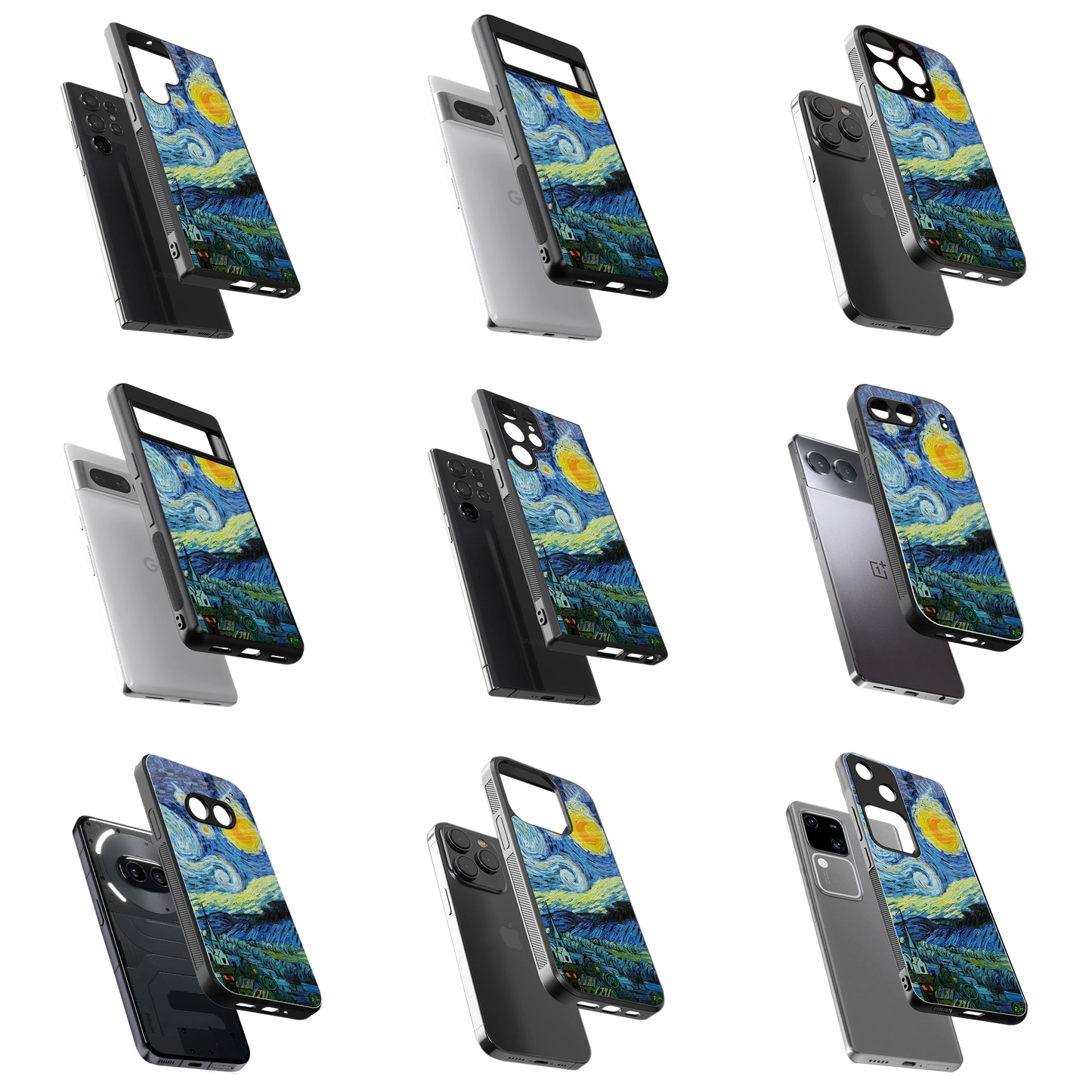 Durable Glass Back Mobile Case for iPhone, Samsung, OnePlus, Google Pixel, Redmi, Vivo, Oppo