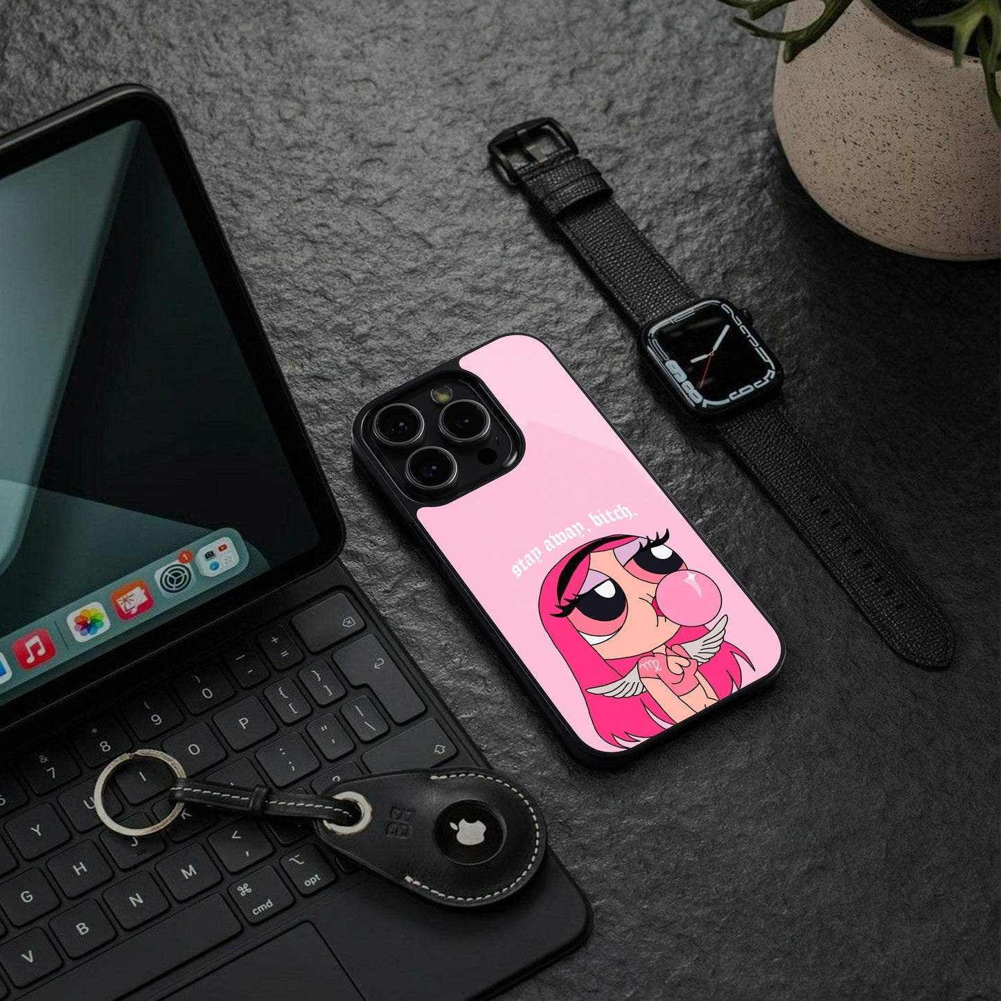 stay away back phone cover | glass case for iphone 16 pro max