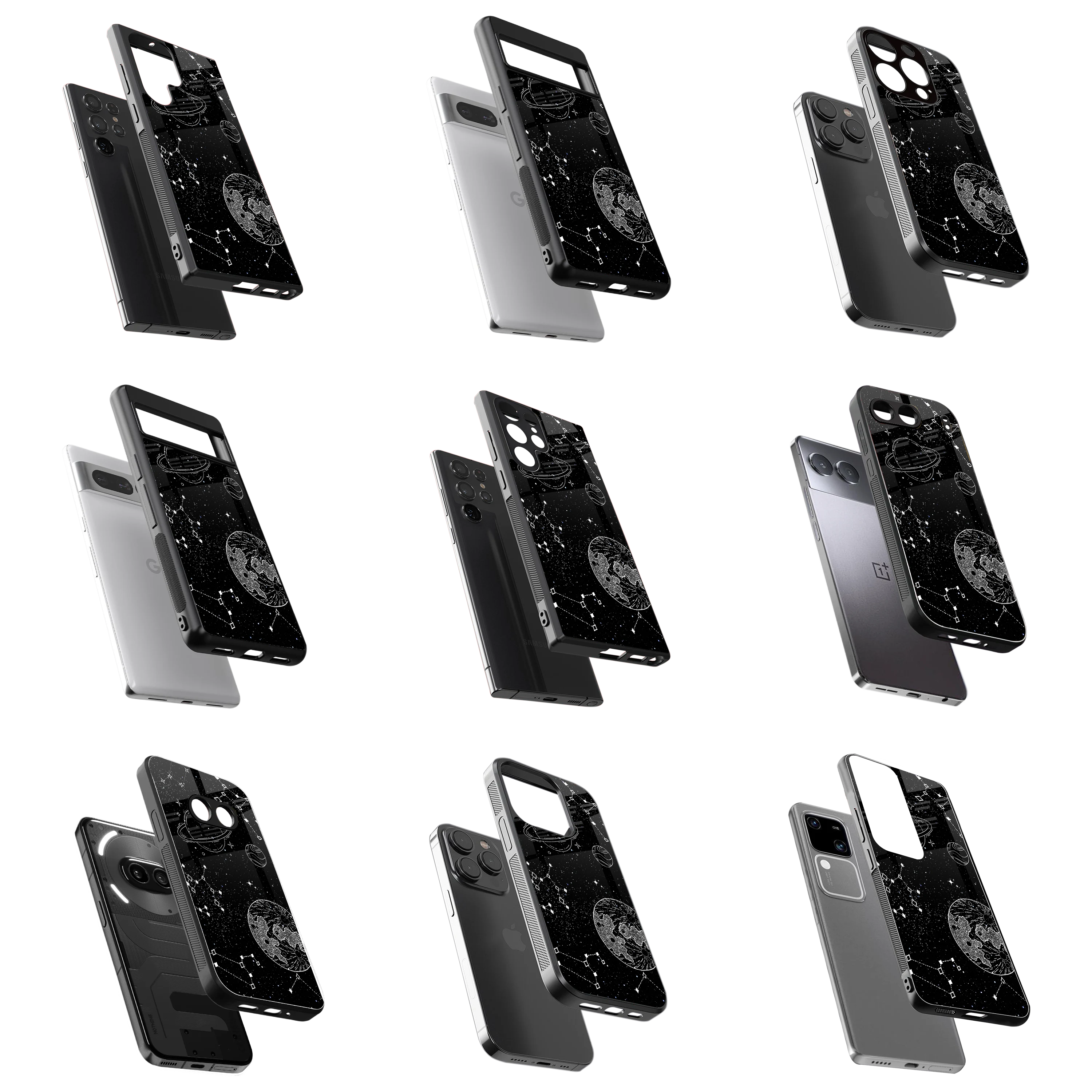 Durable Glass Back Mobile Case for iPhone, Samsung, OnePlus, Google Pixel, Redmi, Vivo, Oppo
