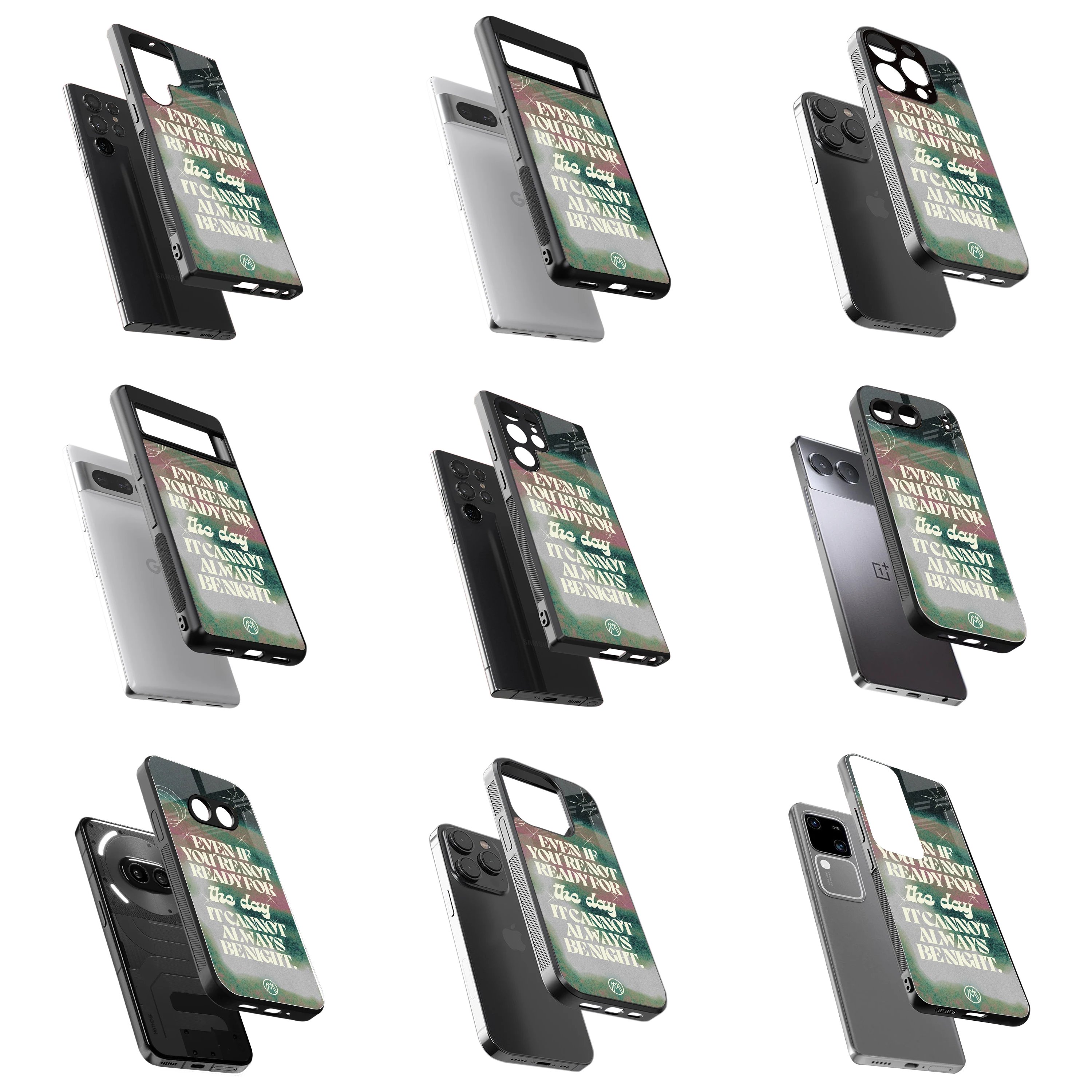Durable Glass Back Mobile Case for iPhone, Samsung, OnePlus, Google Pixel, Redmi, Vivo, Oppo