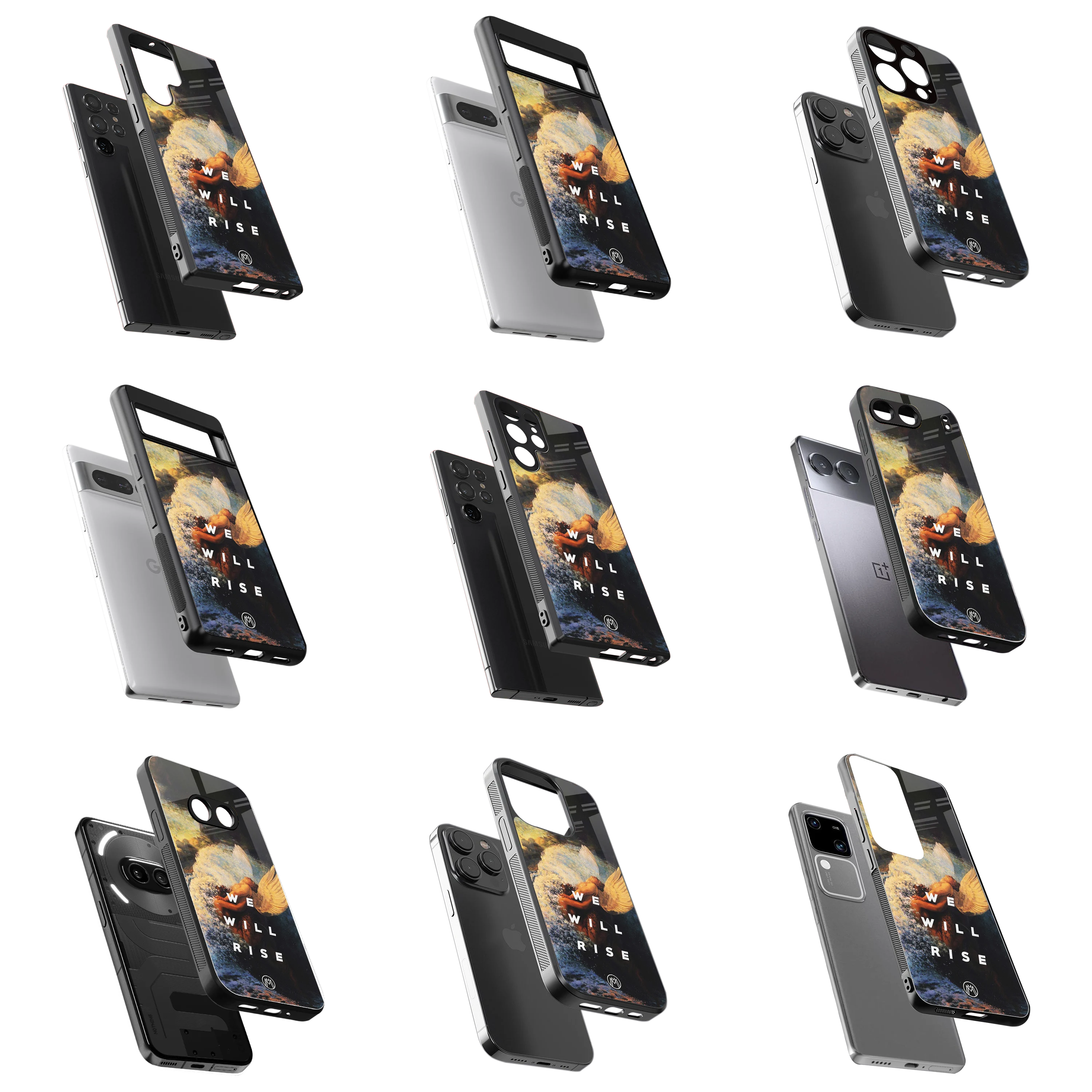 Durable Glass Back Mobile Case for iPhone, Samsung, OnePlus, Google Pixel, Redmi, Vivo, Oppo
