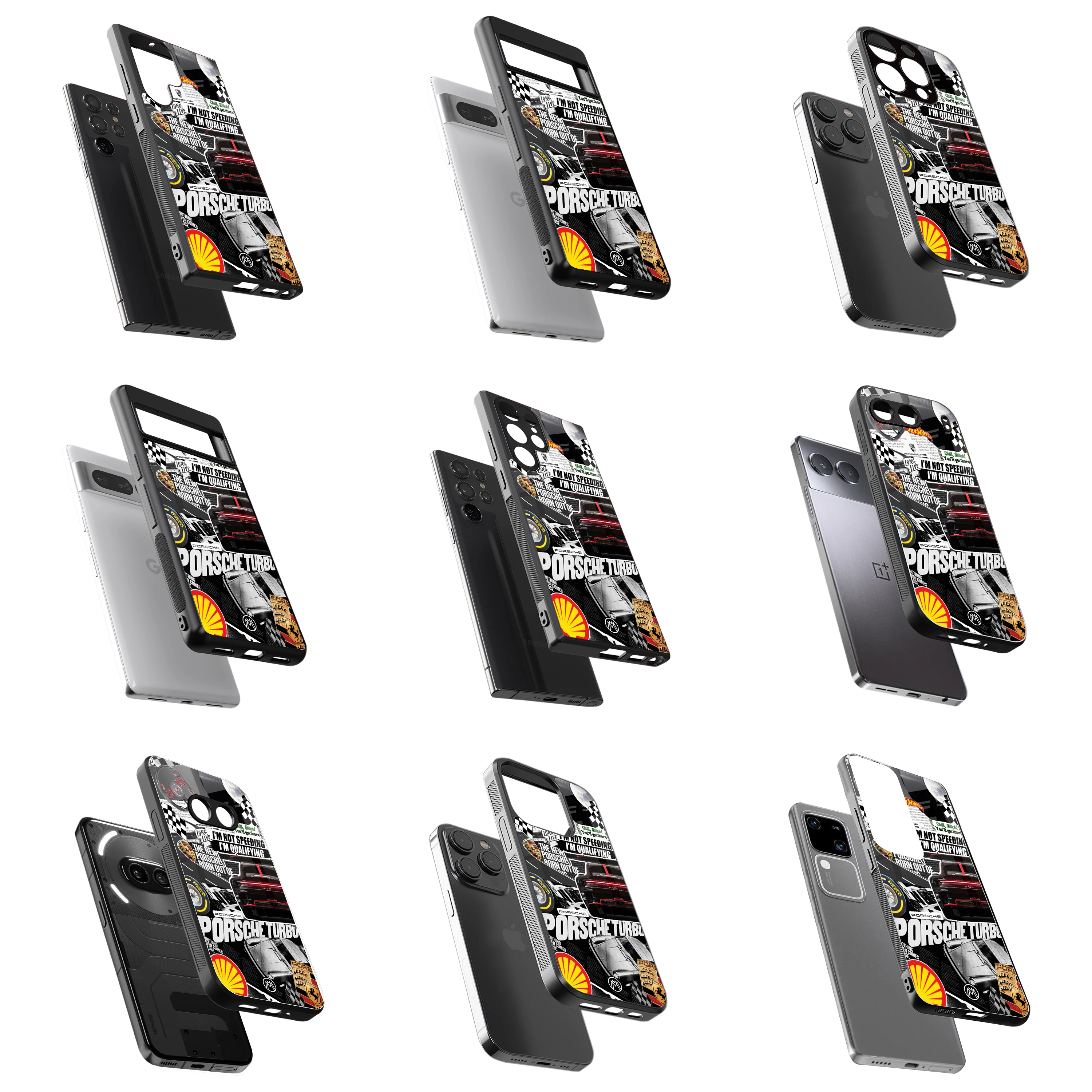 Durable Glass Back Mobile Case for iPhone, Samsung, OnePlus, Google Pixel, Redmi, Vivo, Oppo