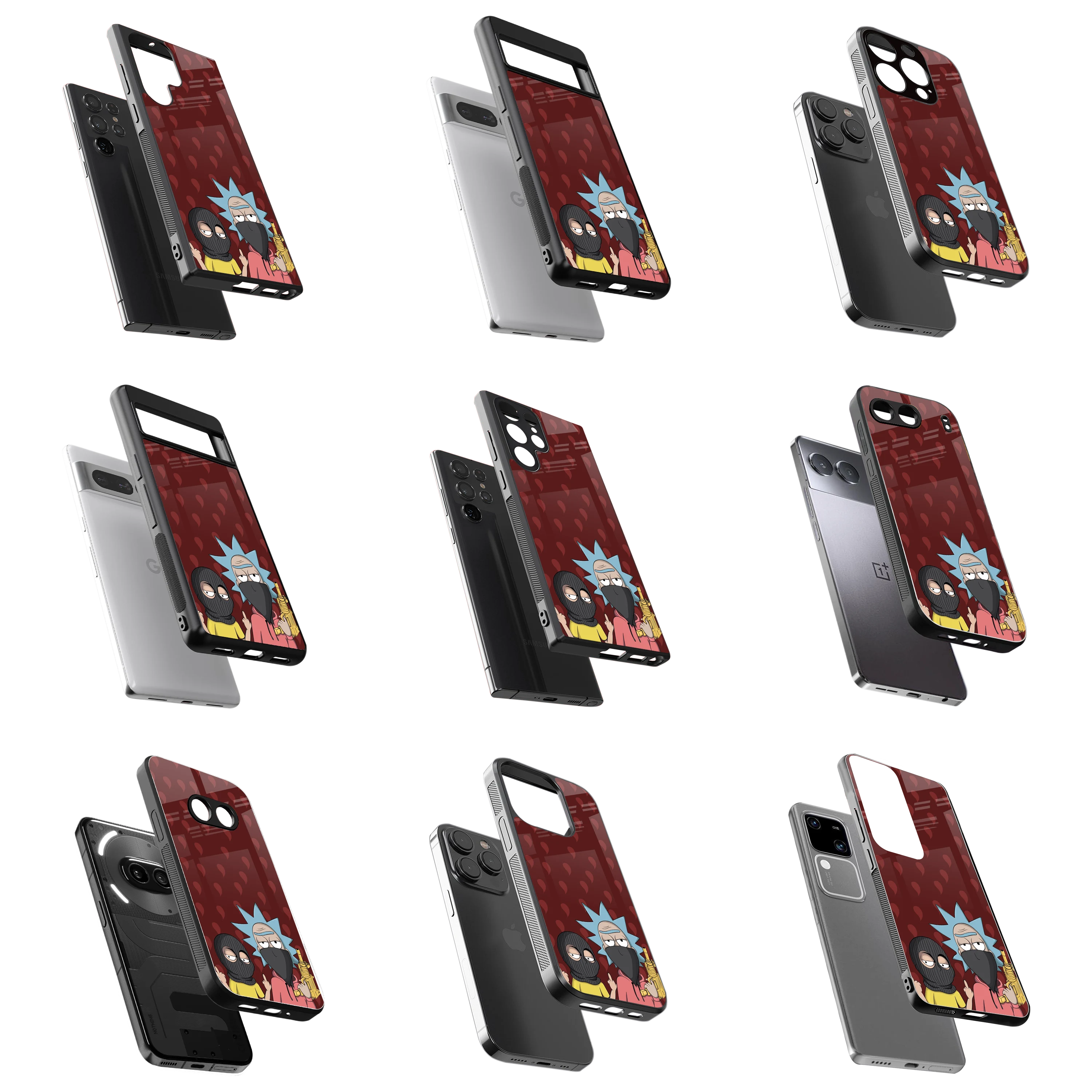Durable Glass Back Mobile Case for iPhone, Samsung, OnePlus, Google Pixel, Redmi, Vivo, Oppo