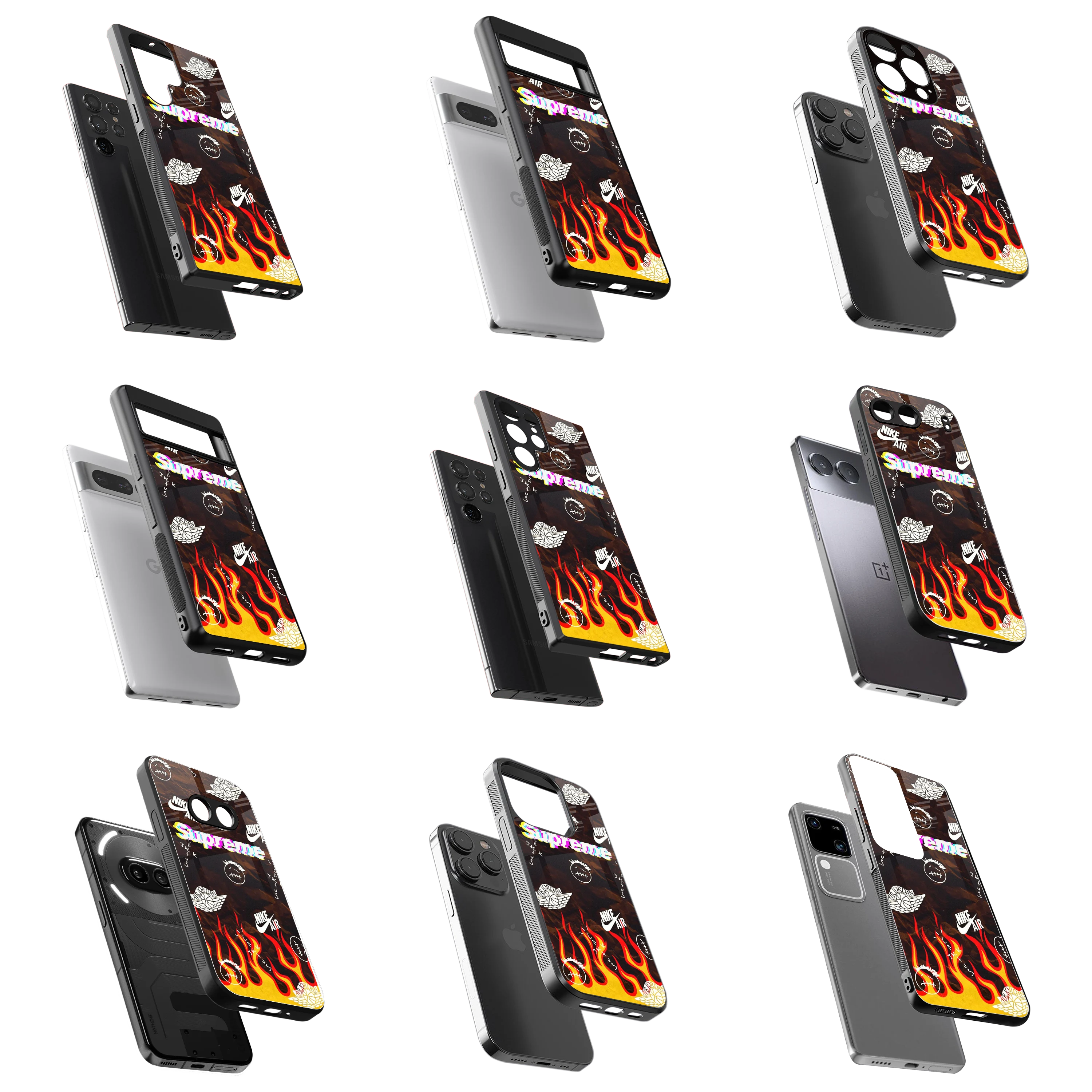 Durable Glass Back Mobile Case for iPhone, Samsung, OnePlus, Google Pixel, Redmi, Vivo, Oppo