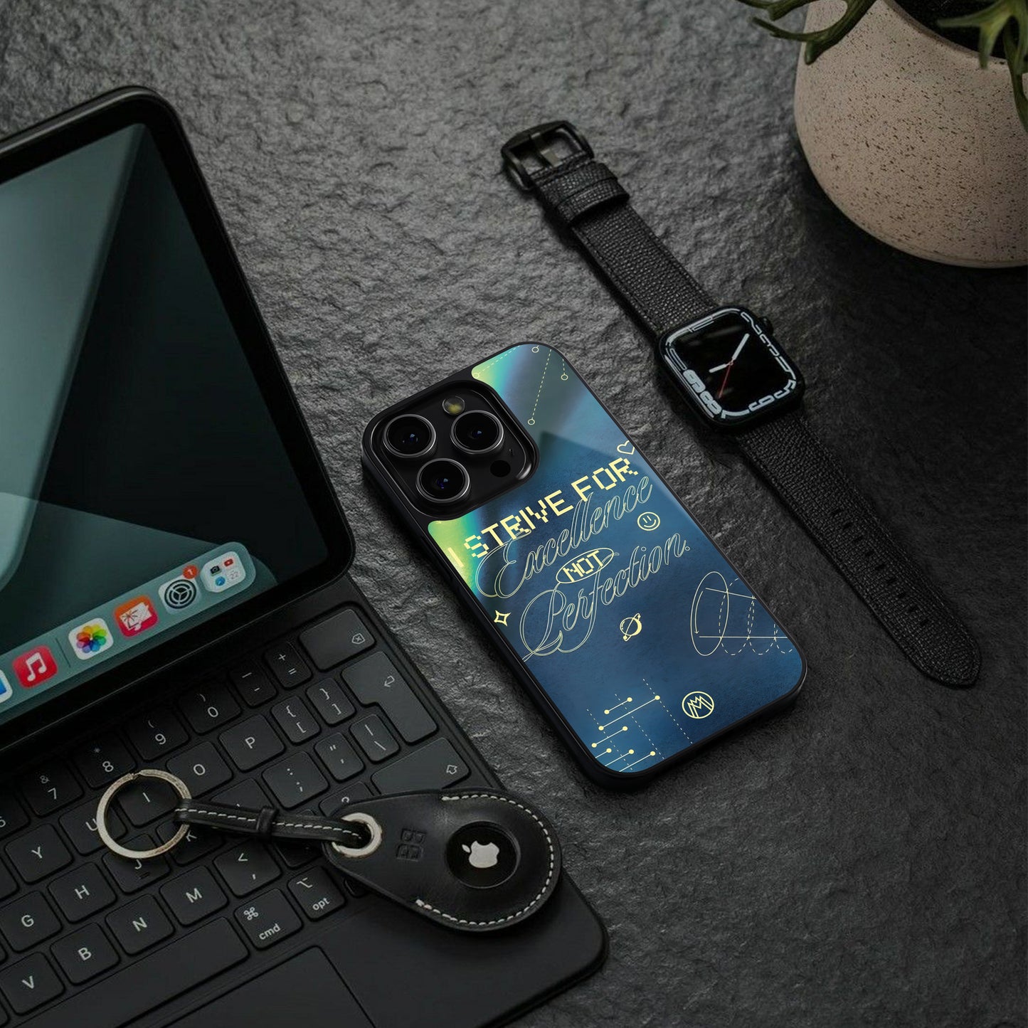 strive on back phone cover | glass case for iphone 15 plus