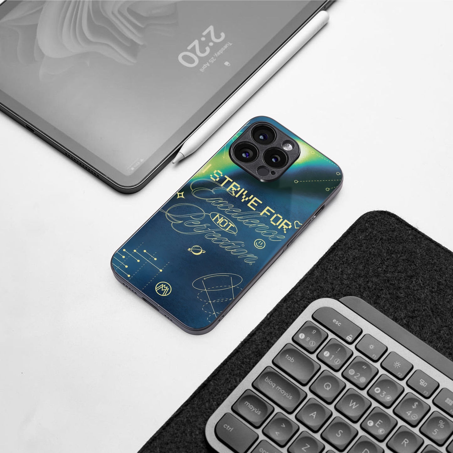 strive on back phone cover | glass case for iphone 15 plus