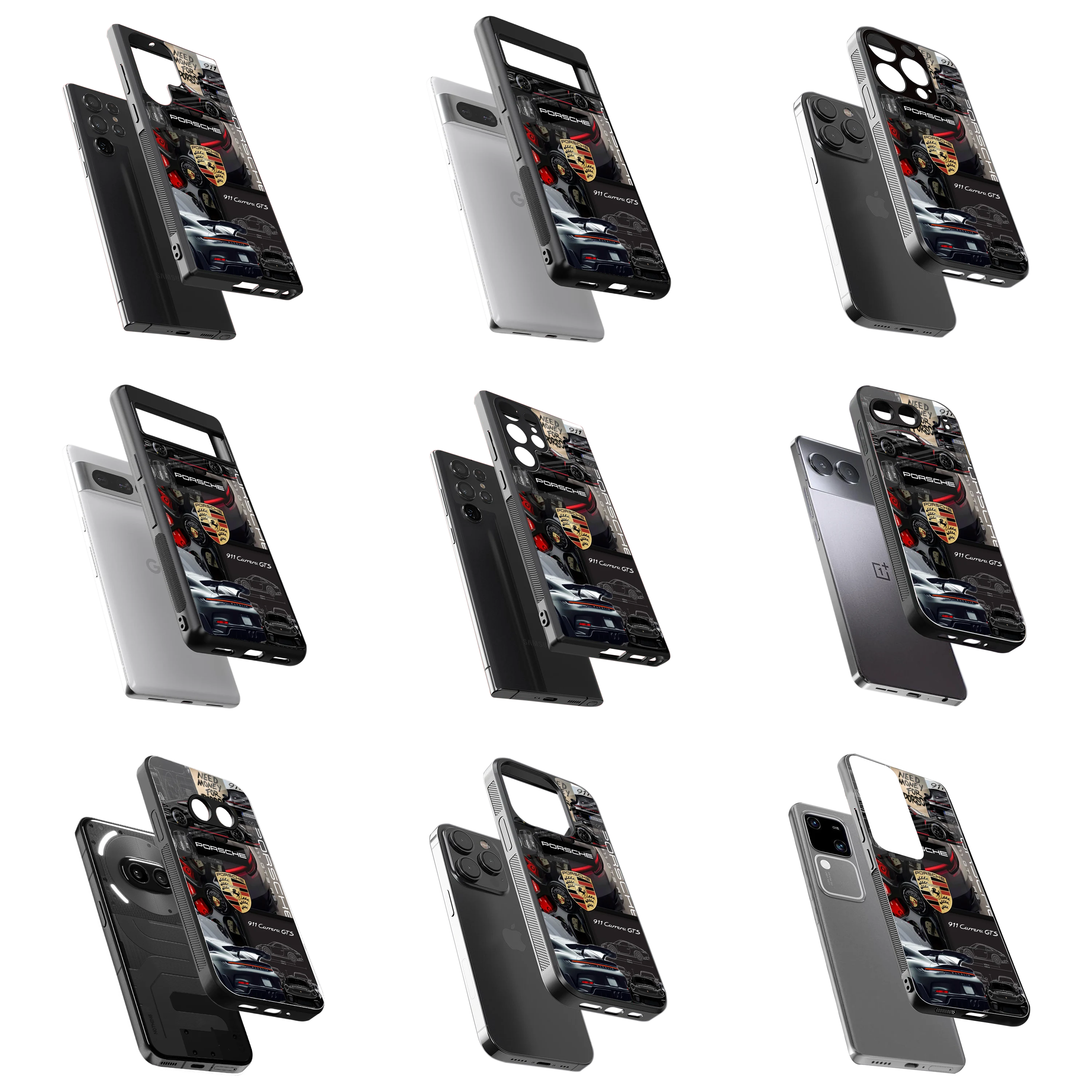 Durable Glass Back Mobile Case for iPhone, Samsung, OnePlus, Google Pixel, Redmi, Vivo, Oppo