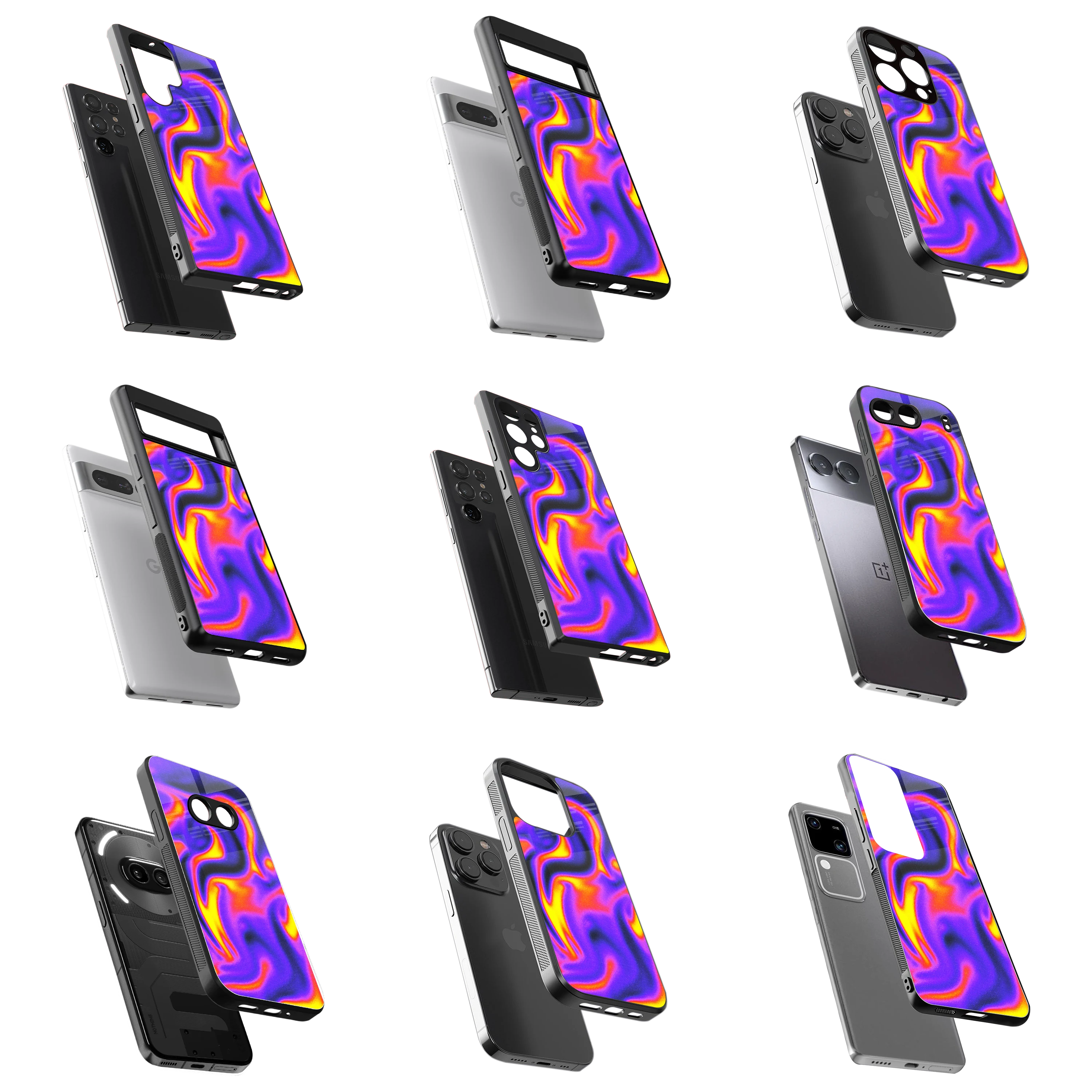 Durable Glass Back Mobile Case for iPhone, Samsung, OnePlus, Google Pixel, Redmi, Vivo, Oppo