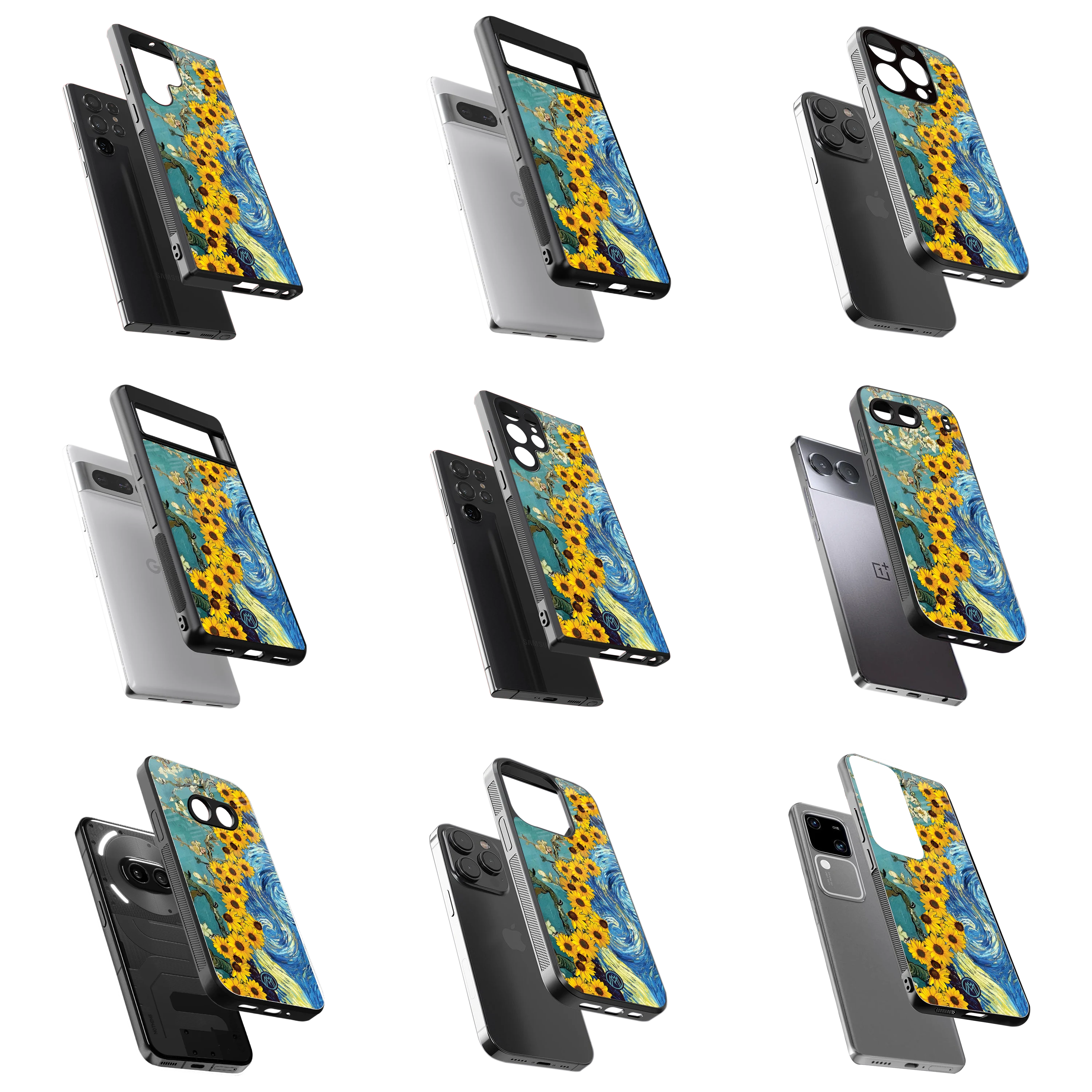 Durable Glass Back Mobile Case for iPhone, Samsung, OnePlus, Google Pixel, Redmi, Vivo, Oppo