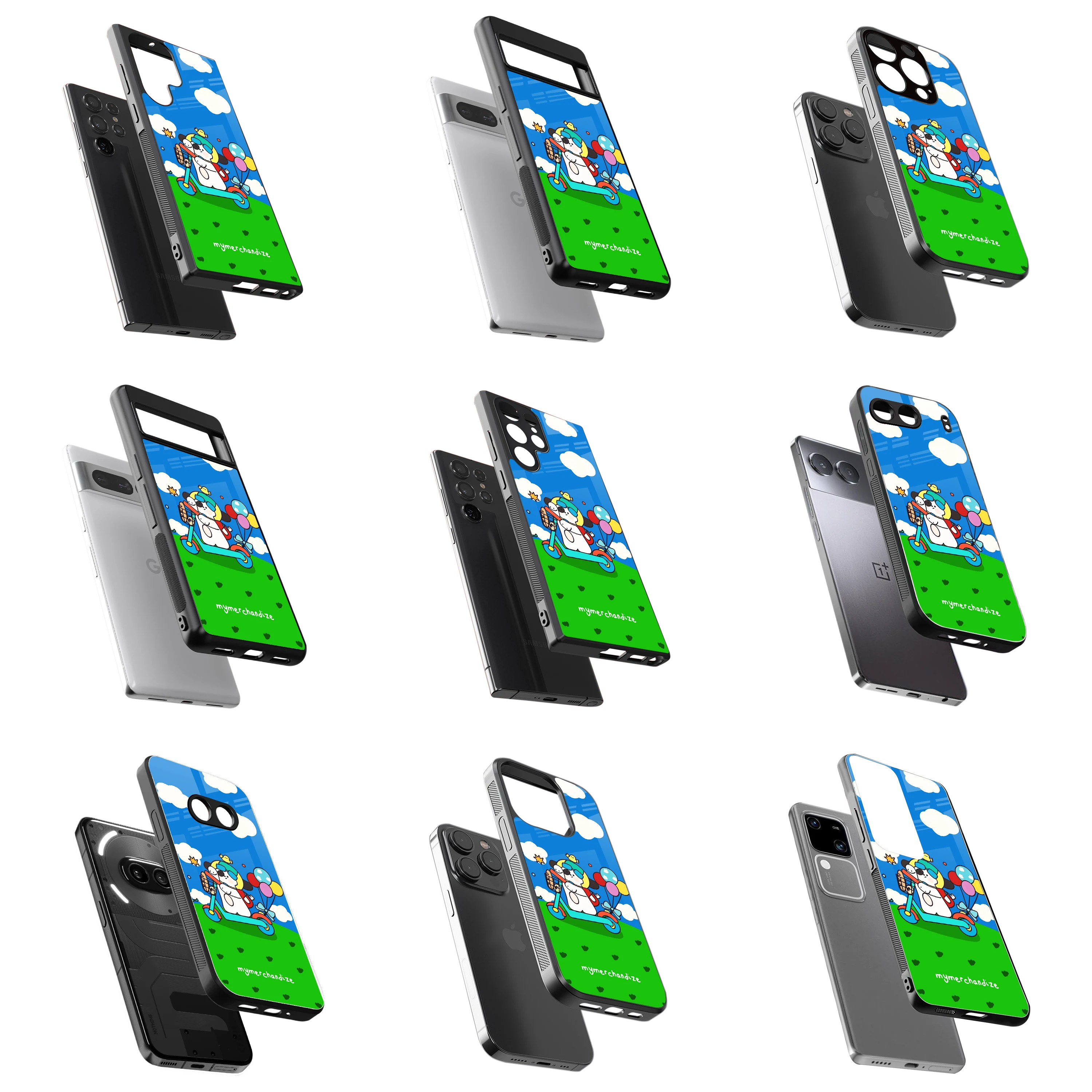 Durable Glass Back Mobile Case for iPhone, Samsung, OnePlus, Google Pixel, Redmi, Vivo, Oppo