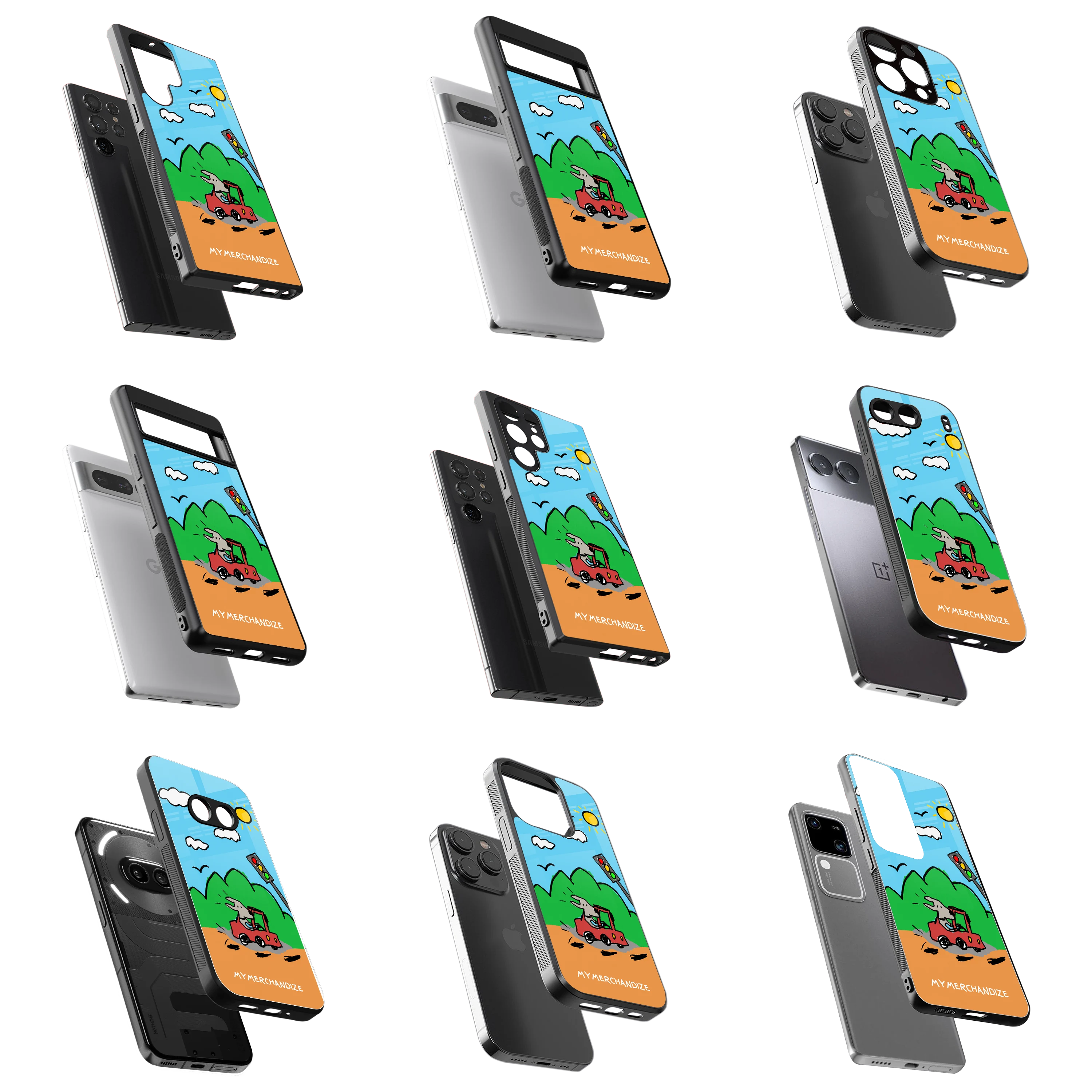Durable Glass Back Mobile Case for iPhone, Samsung, OnePlus, Google Pixel, Redmi, Vivo, Oppo