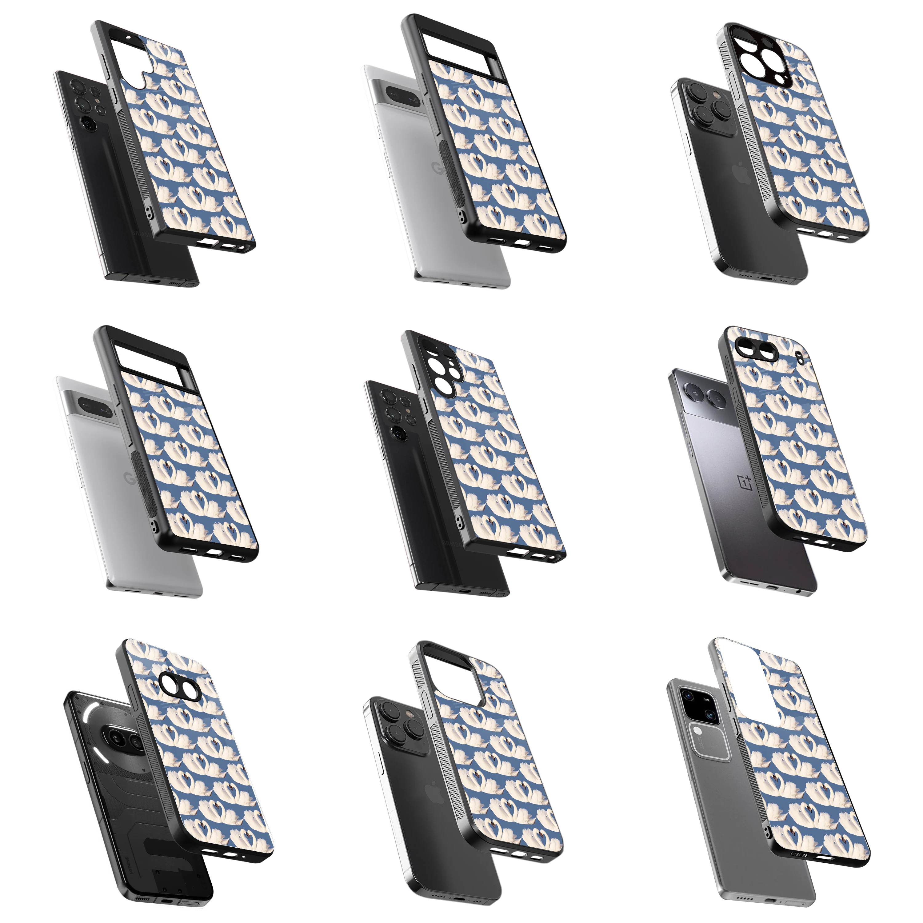 Durable Glass Back Mobile Case for iPhone, Samsung, OnePlus, Google Pixel, Redmi, Vivo, Oppo