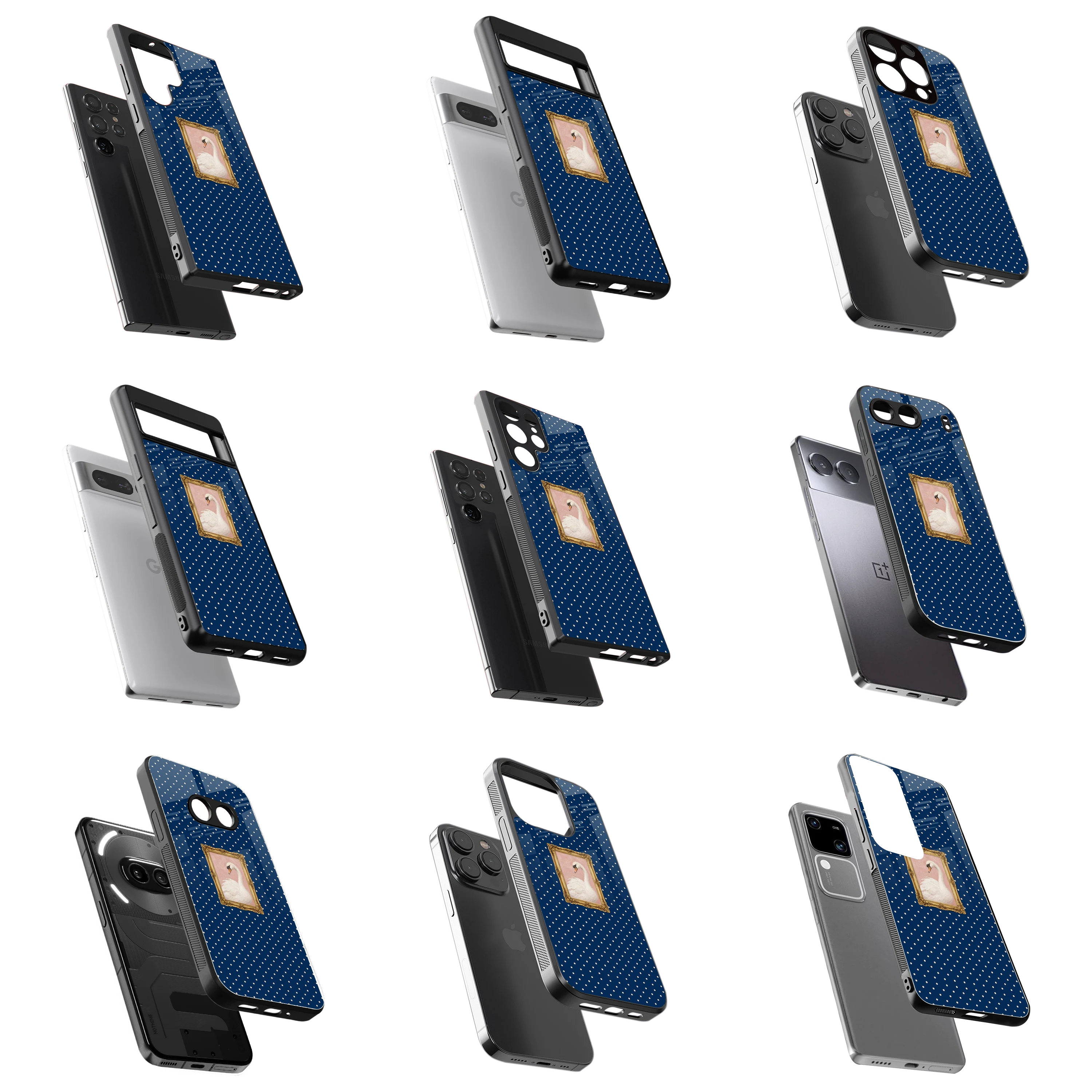 Durable Glass Back Mobile Case for iPhone, Samsung, OnePlus, Google Pixel, Redmi, Vivo, Oppo