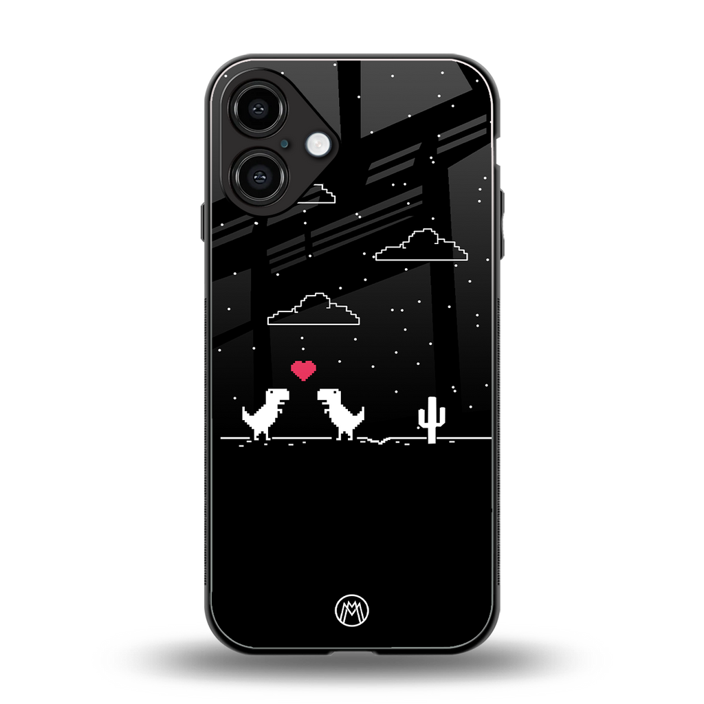 t-rex back phone cover | glass case for iphone 16 plus