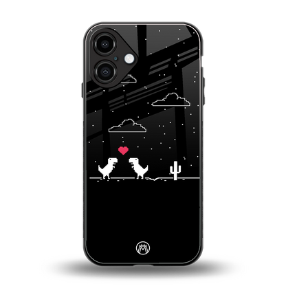 t-rex back phone cover | glass case for iphone 16 plus