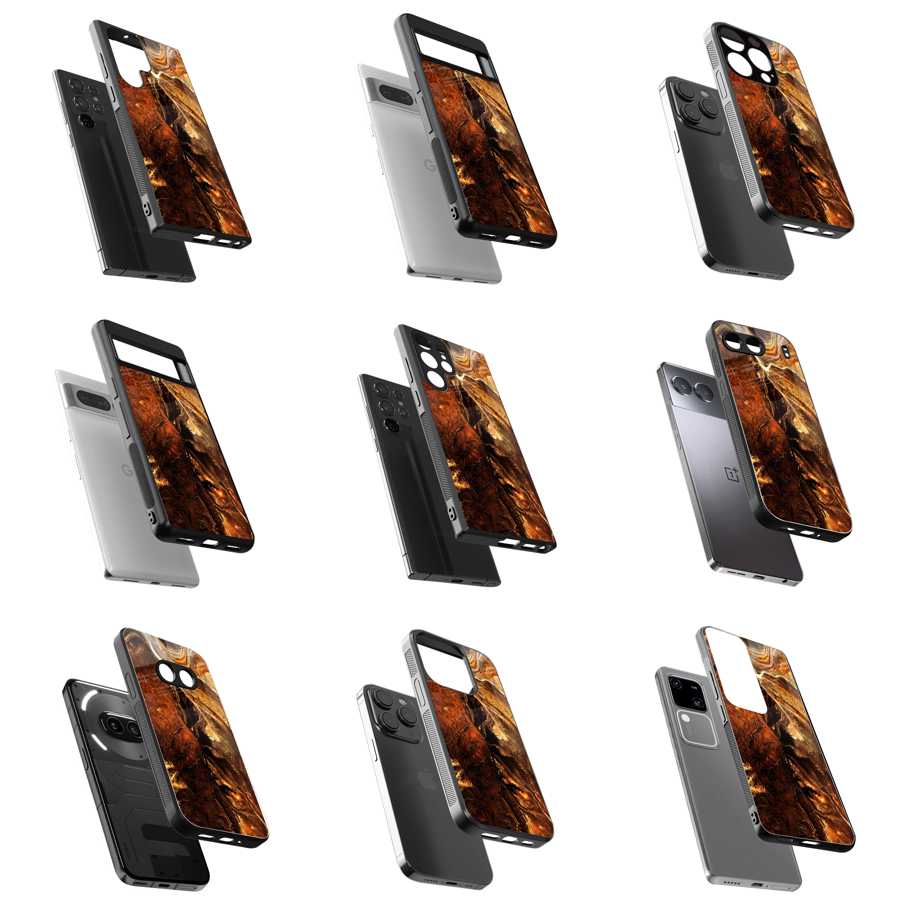 Durable Glass Back Mobile Case for iPhone, Samsung, OnePlus, Google Pixel, Redmi, Vivo, Oppo