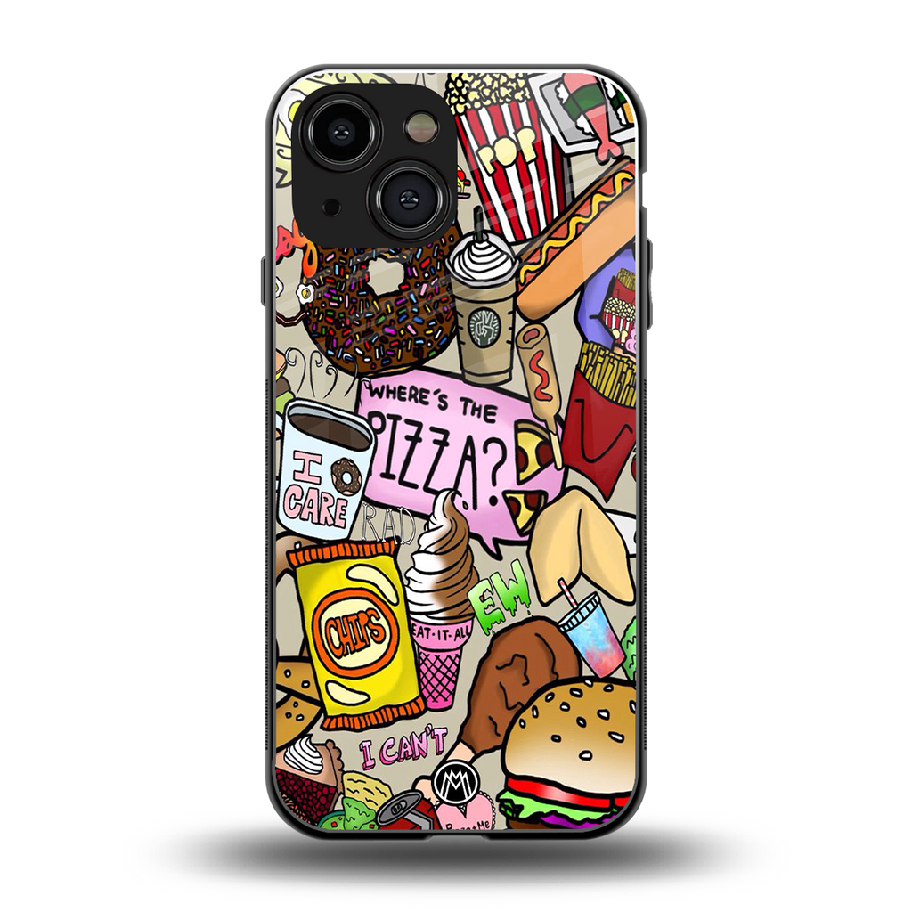 tasty food collage back phone cover | glass case for iphone 13 mini
