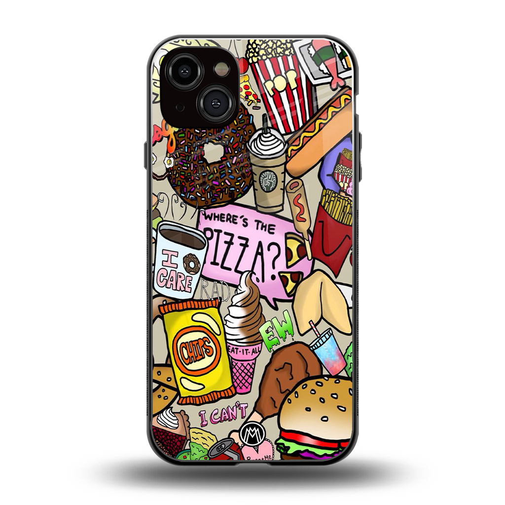 tasty food collage back phone cover | glass case for iphone 15 plus