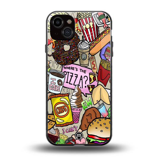 tasty food collage back phone cover | glass case for iphone 15 plus