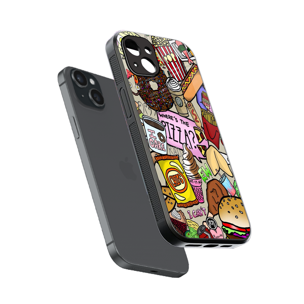 tasty food collage back phone cover | glass case for iphone 15 plus